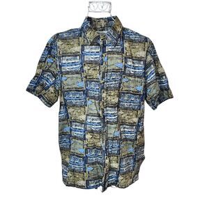 Very nice Two Paddles Made hawaii paddle printed Hawaiian Mens Short Sleeve Butt